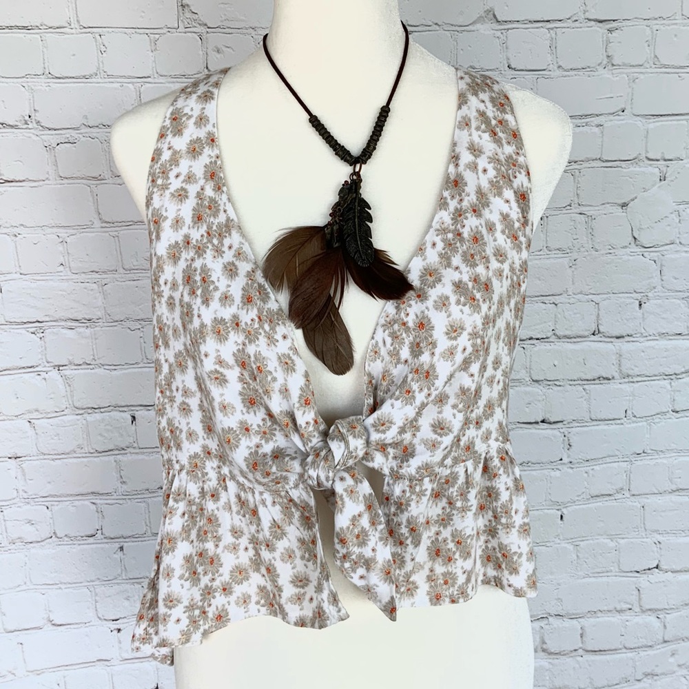 Love Lucy Love Flower Print Tie Front Top